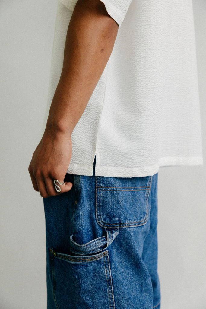 JAGGED BUTTON UP - WHITE