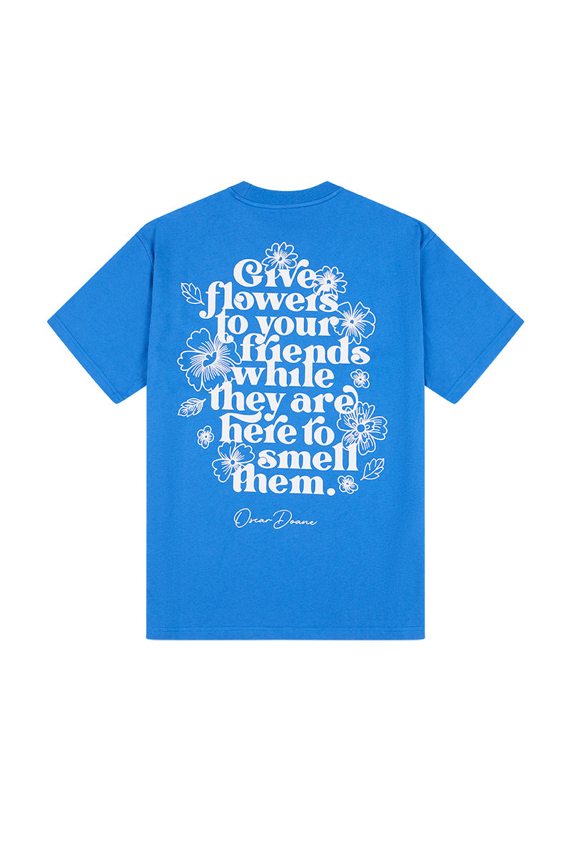 FLOWERS FOR FRIENDS TEE - SKY BLUE